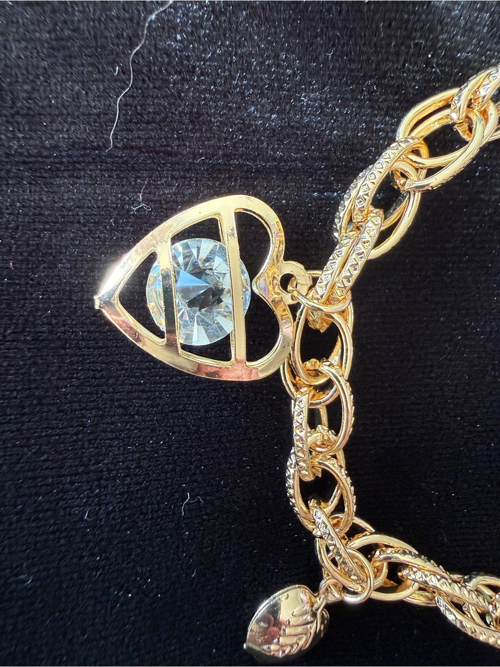 Hand Crafted Gold Charm Bracelet with Crystal Accents - Picture 4 of 7